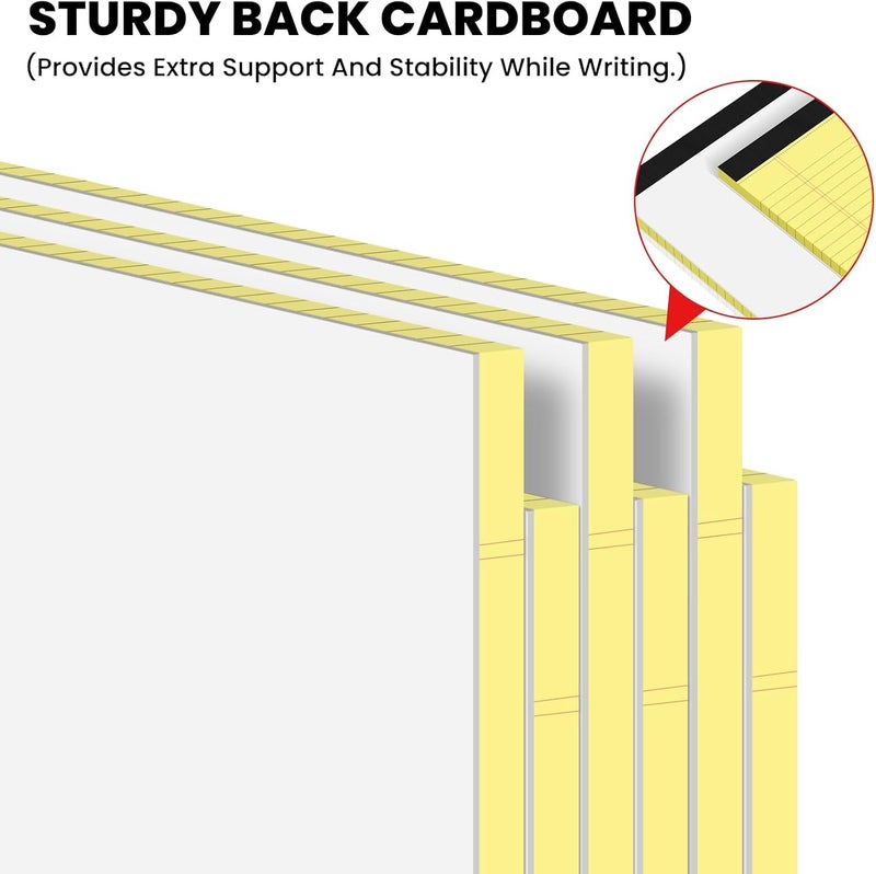 Ciphyfee 6pcs Legal Pads 8.5 x 11,Notepads 8.5 x 11 Inch, 30 Sheets/Pack, Yellow Note Pads Clear Print Writing Pads of Paper, Perforate Wide Ruled Lined with Sturdy Back for Office, Business & School Supplies - Image 4